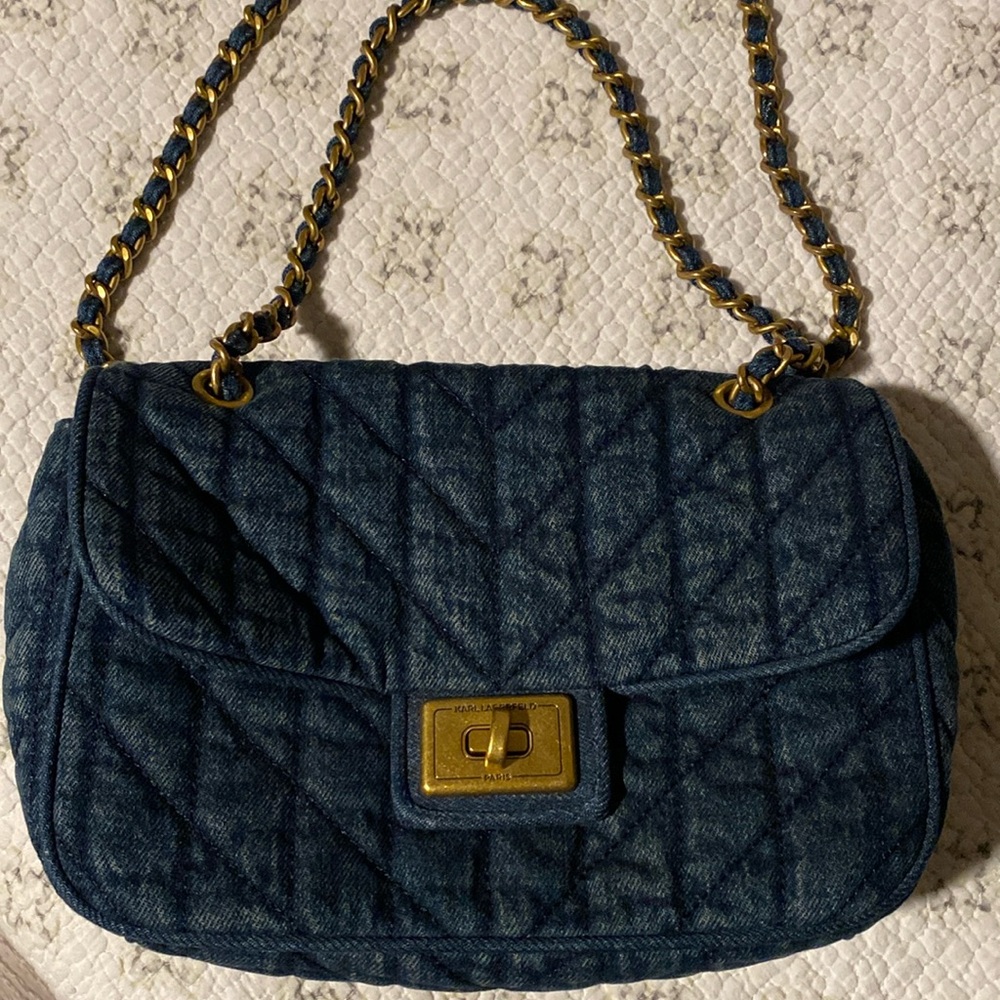 EUC Karl lagerfeld denim agyness bag